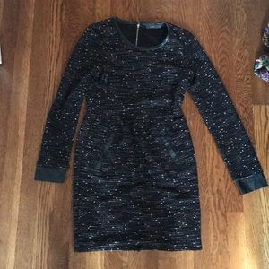 Black dress with leather detail